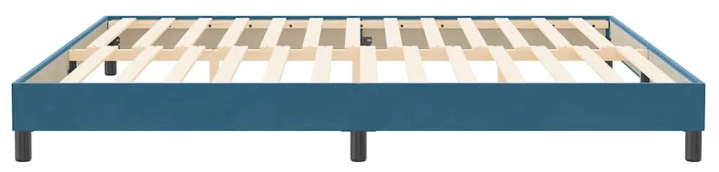 sötétkék bársony rugós ágy matrac nélkül 200x210 cm