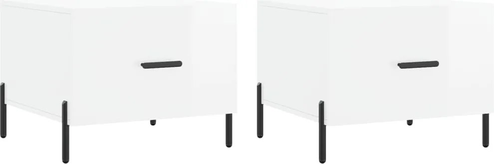 vidaXL 2 db magasfényű fehér szerelt fa dohányzóasztal 50 x 50 x 40 cm