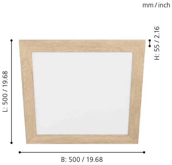 Eglo 99471 - PIGLIONASSO LED mennyezeti lámpa LED/20W/230V 500x500 mm