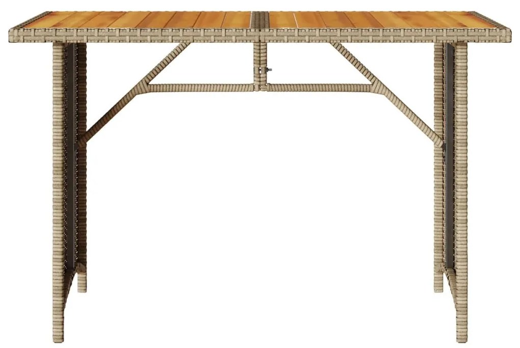 bézs polyrattan falapos kerti asztal 110x68x70 cm