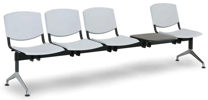 Design műanyag pad, 4 üléses + asztal, fekete