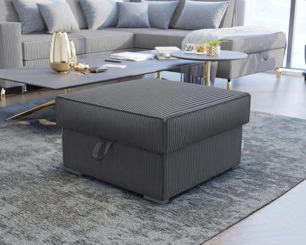 Taburet SMART COSARO XL tárolóval 71x71 cm, sötétszürke