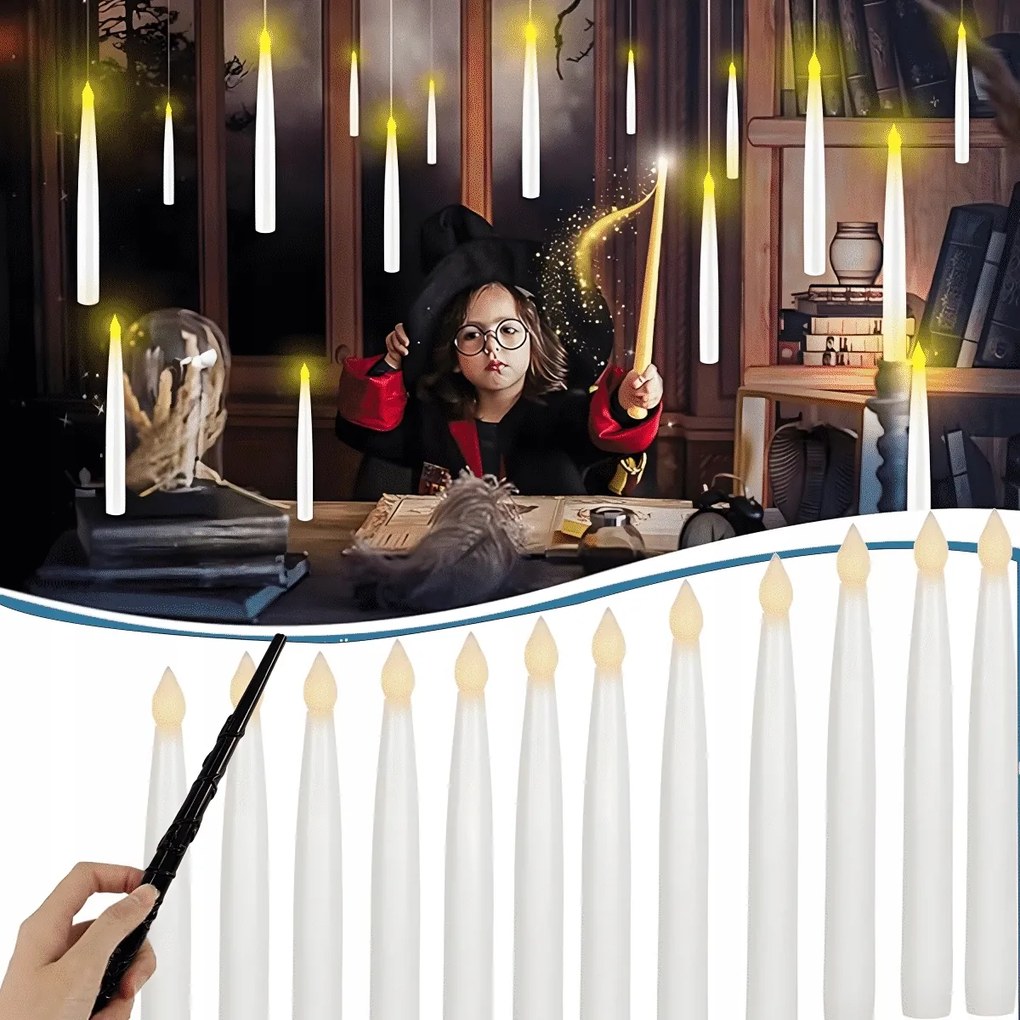 12X Led Dekorációs Gyertya Mágikus Pálcával Távirányító Halloween Party
