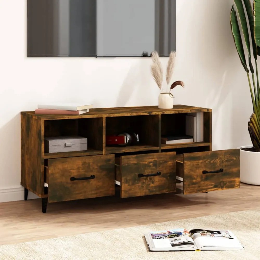 füstös tölgy színű szerelt fa TV-szekrény 102 x 35 x 50 cm