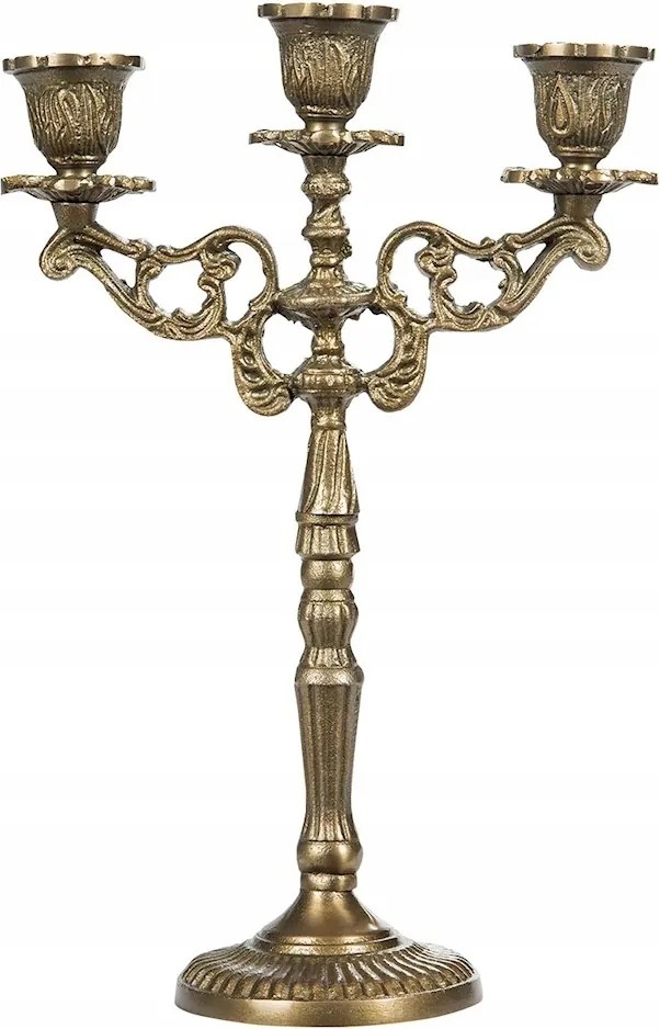 Kandeláber Arany Gyertyatartó Magas 30cm 3 Gyertya Nappaliba Otthon Retro Ajándék