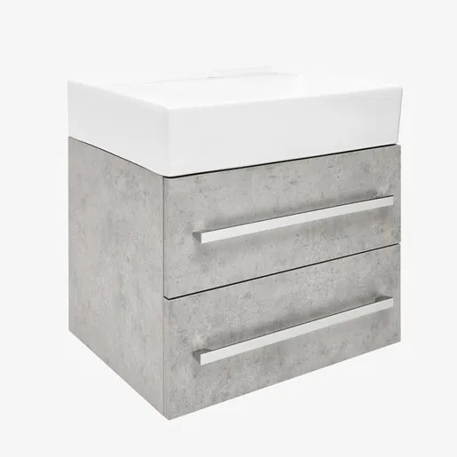SAT Cube Way Fürdőszobaszekrény mosdóval 60x53x46 cm beton matt CUBE46602BESATCWL