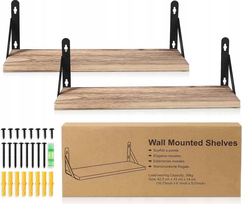 Fa fali polc Uten 42 cm, világosbarna