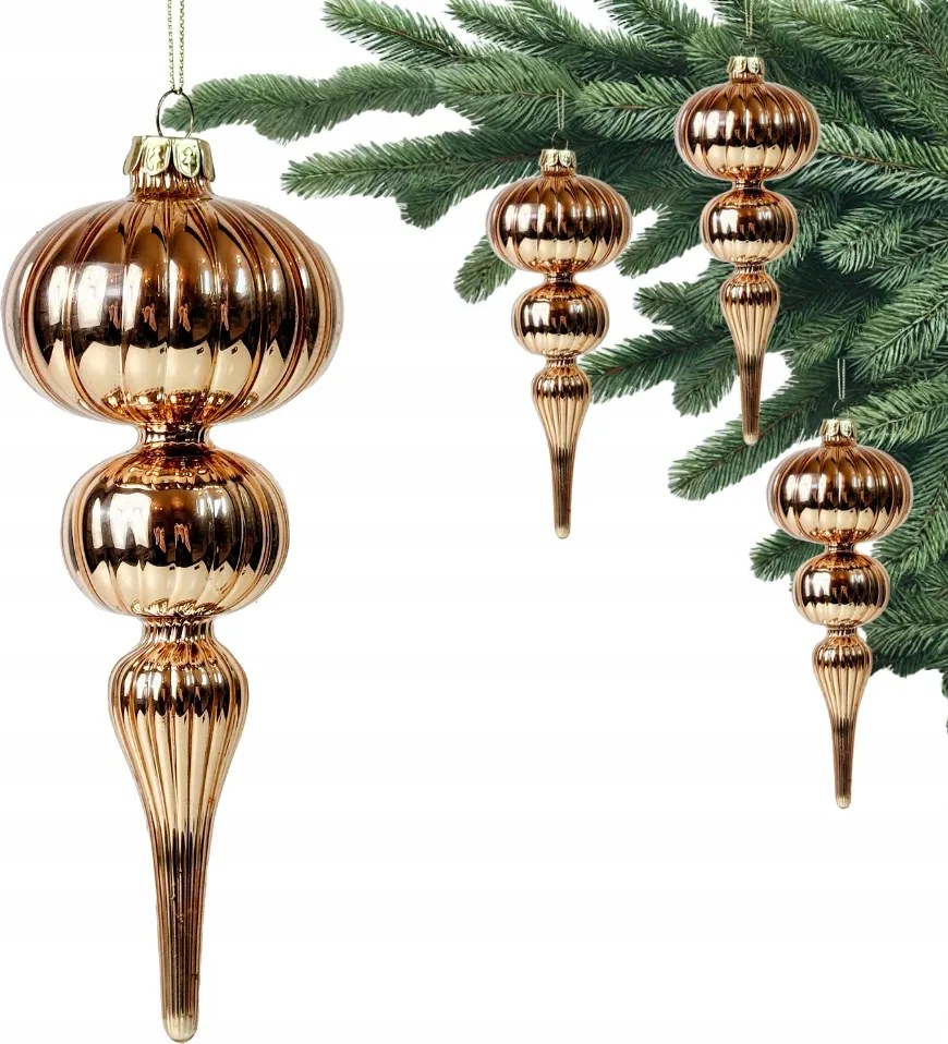 Nagy Arany Díszbomba Premium Üveg karácsonyfadísz gömbök 19cm üveg