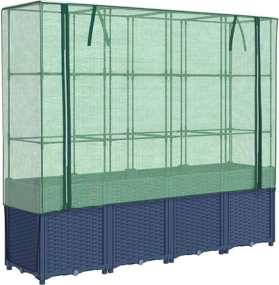 vidaXL rattan hatású magaságyás üvegháztakaróval 160 x 40 x 153 cm