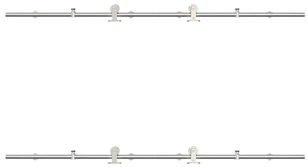 ezüstszínű rozsdamentes acél tolóajtó fémszerelék készlet 200cm