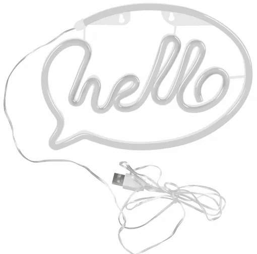 LED Neon falidekoráció HELLO 3W USB, rózsaszín, 3xAA