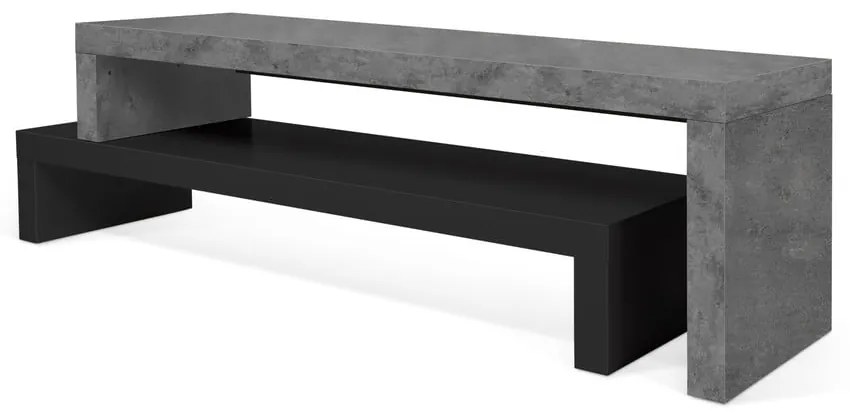 Cliff fekete dupla TV állvány beton dekorral, 125 x 20 cm - TemaHome
