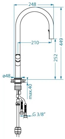 ALVEUS 1150908 - Mosogatócsap kihúzható permetezővel SWAN 44,9 cm fekete
