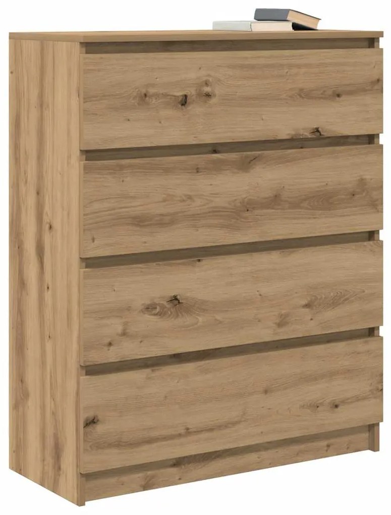 kézműves tölgy színű szerelt fa tálalószekrény 80x35x99 cm