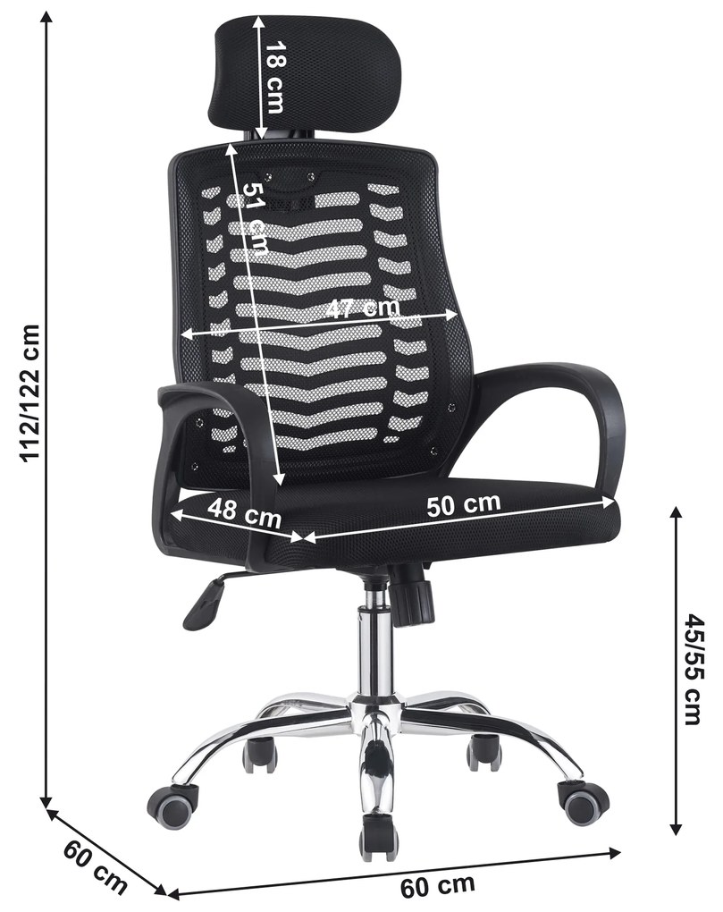 Irodai fotel Isona (fekete + króm) . 1063865