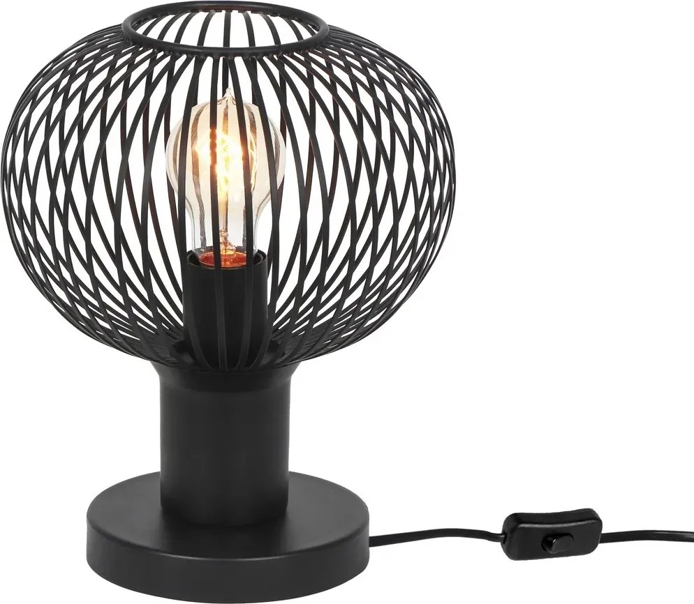 Loft asztali lámpa fekete drótgömb Ø23cm E27 10W Trio