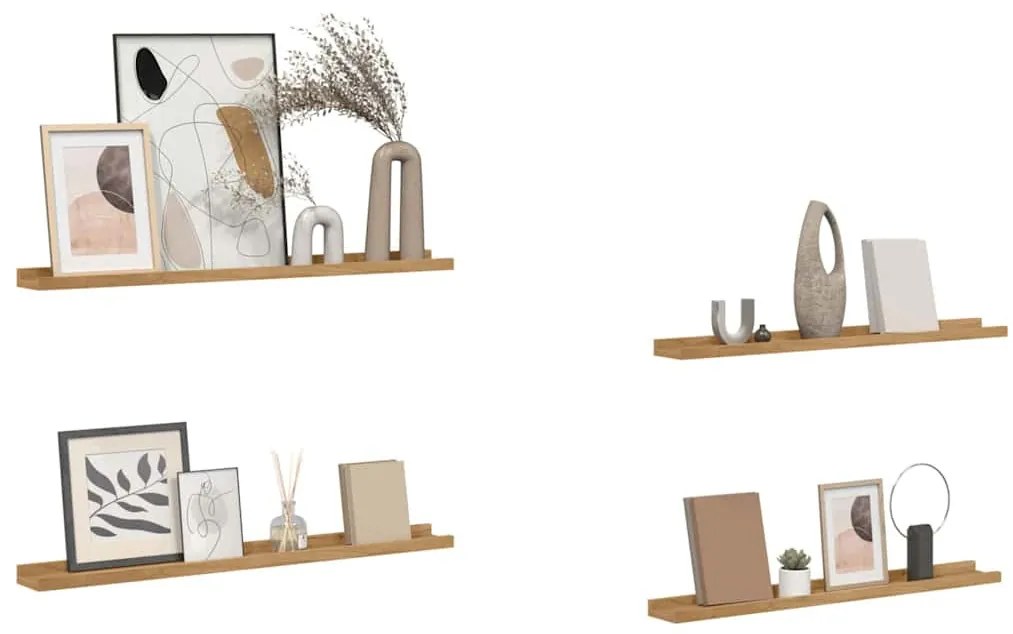 vidaXL Falpolc polcokkal tárolóval 4 pcs Barna 80 x 9 x 3 cm Faanyag