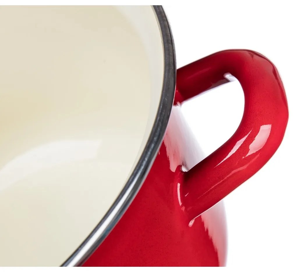 Banquet Milton red zománcozott edény fedővel, 16 cm, 2 l, 16 cm