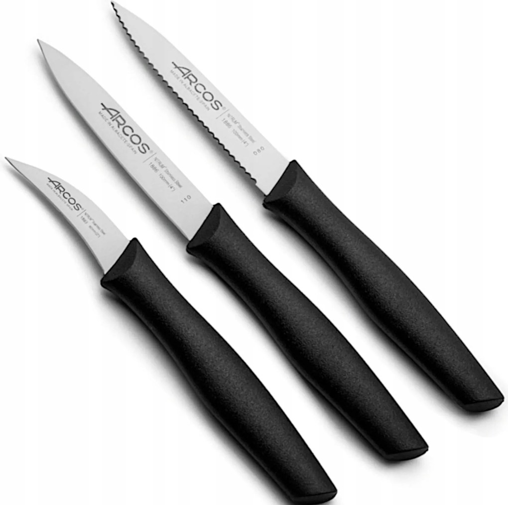 Hámozó Kés Készlet Sima Ívelt Fogazott Nova 3 Db-os