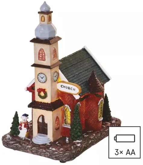LED Karácsonyi dekoráció LED/3xAA templom