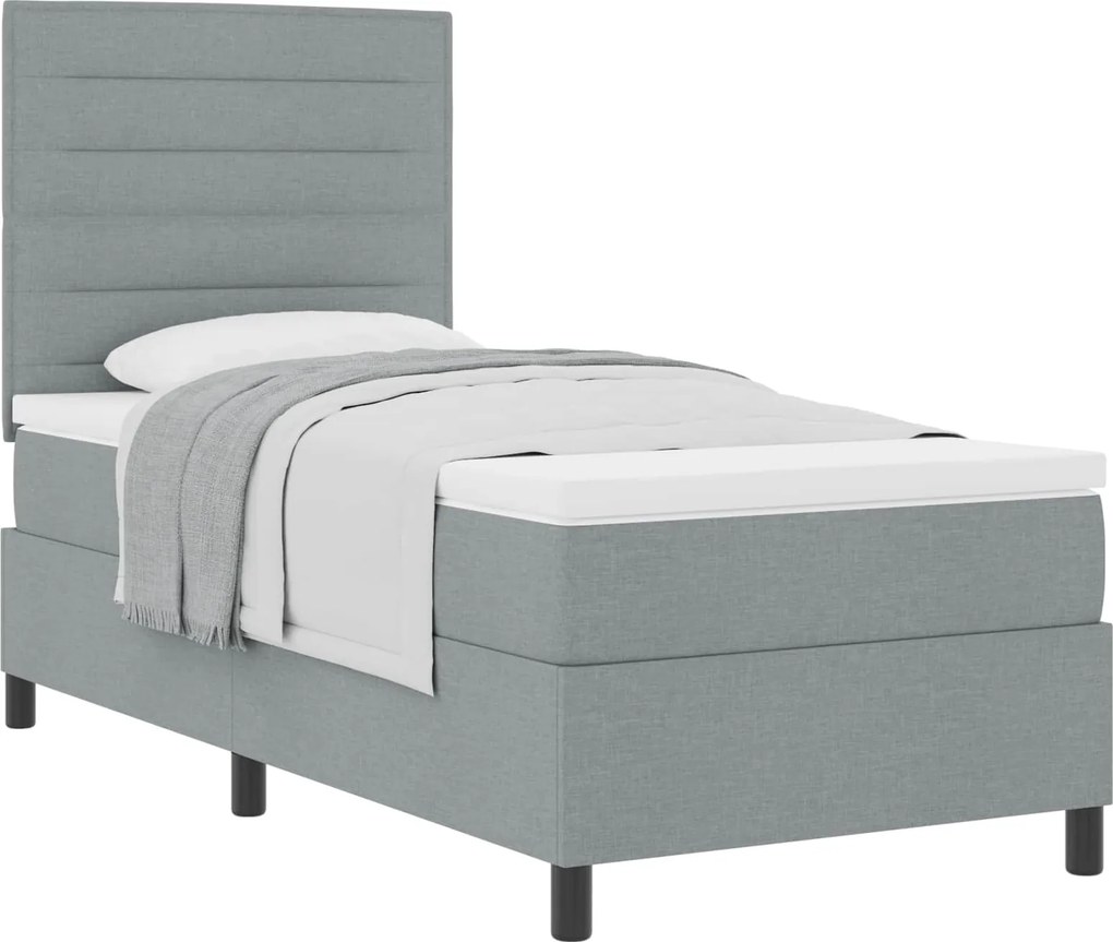 vidaXL Boxrugós ágy matracmal Világosszürke 80 x 200 cm szövet