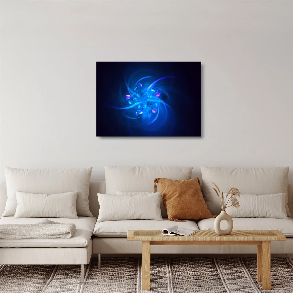 Modern kép kék absztrakció (üvegen) (70x50 cm)