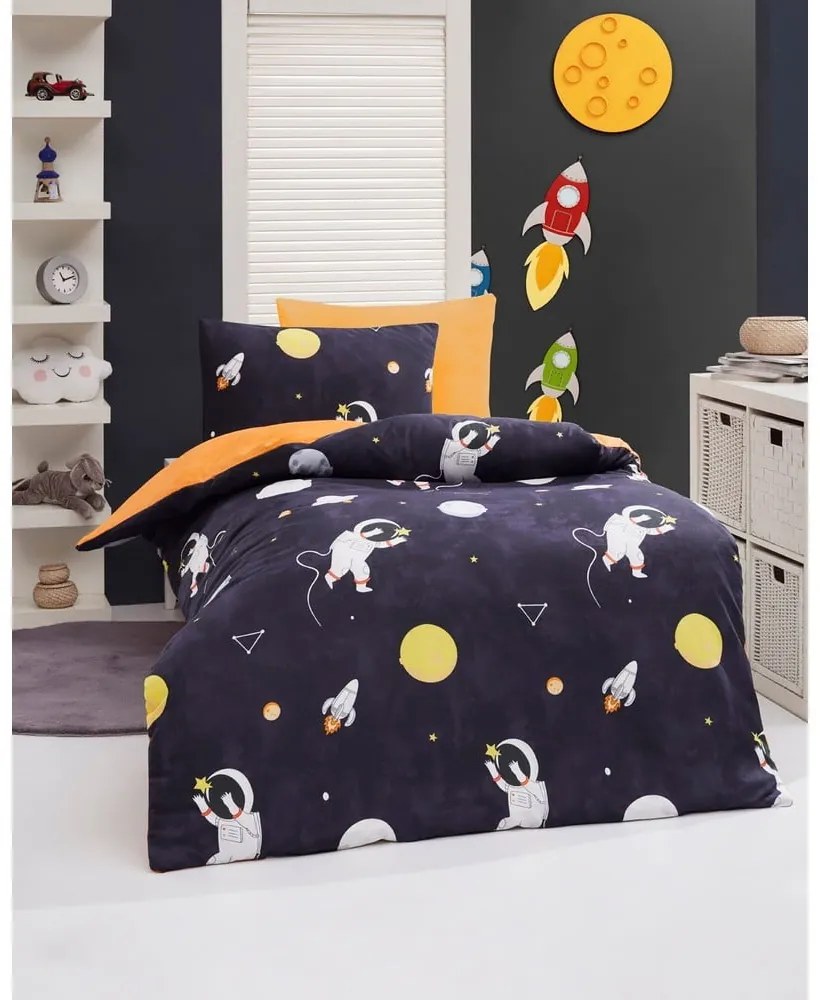 Sötétkék-narancssárga egyszemélyes gyerek ágyneműhuzat 140x200 cm Astron – Mijolnir