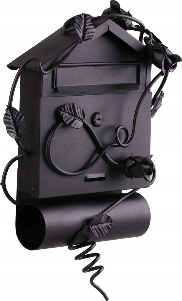 Kovácsoltvas postaláda Kézzel Díszített Rózsa fekete