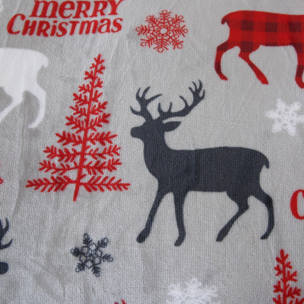 Szürke MERRY CHRISTMAS DEER mikroplüss ágyneműhuzat Ágyneműhuzat mérete: 70 x 90 cm | 140 x 200 cm