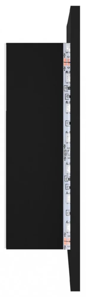 fekete akril LED-es fürdőszobaszekrény tükörrel 40x12x45 cm