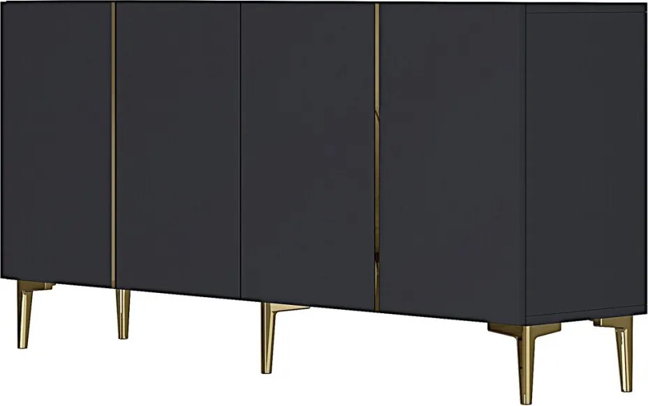Poli komód, antracit-arany, 150 cm