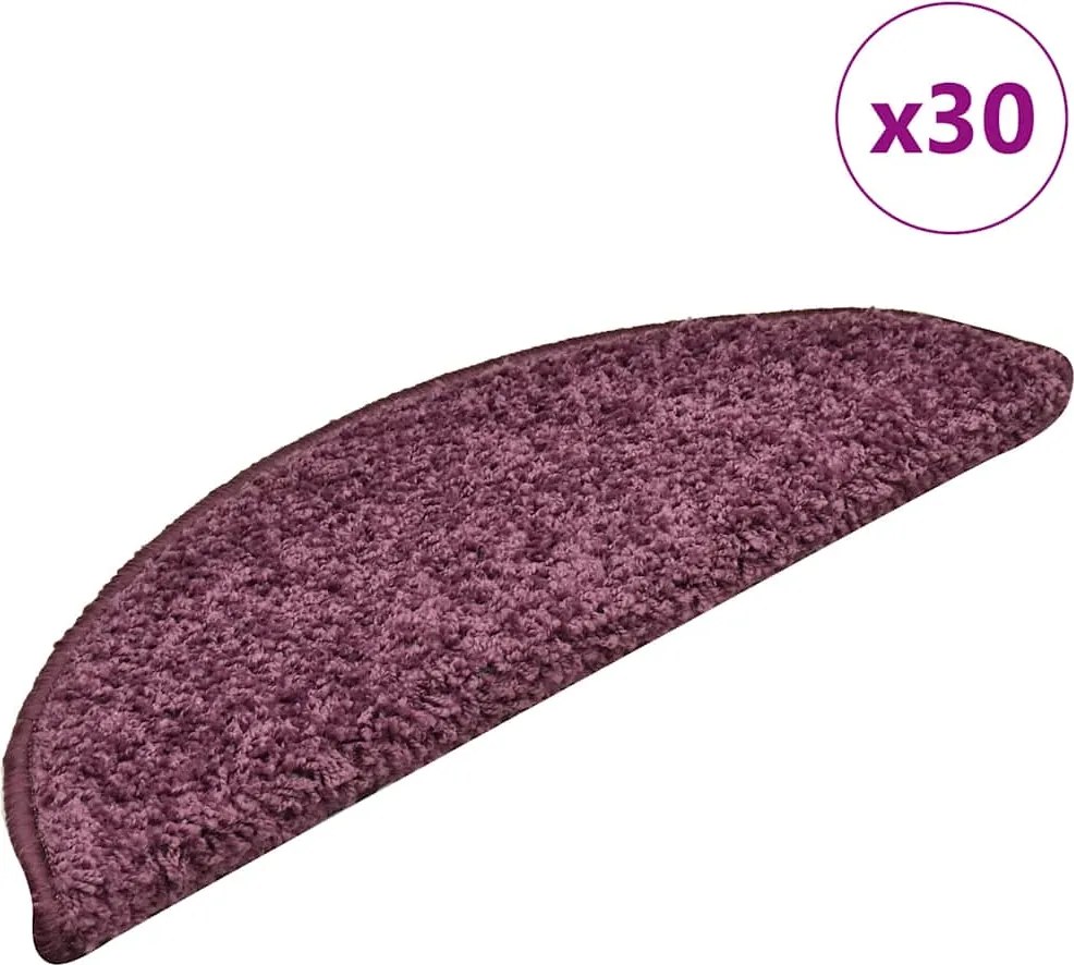 vidaXL 30 db sötétlila félkör alakú lépcsőszőnyeg 56 x 17 x 3 cm