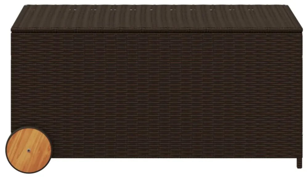barna polyrattan kerti tárolóláda kerekekkel 190 L