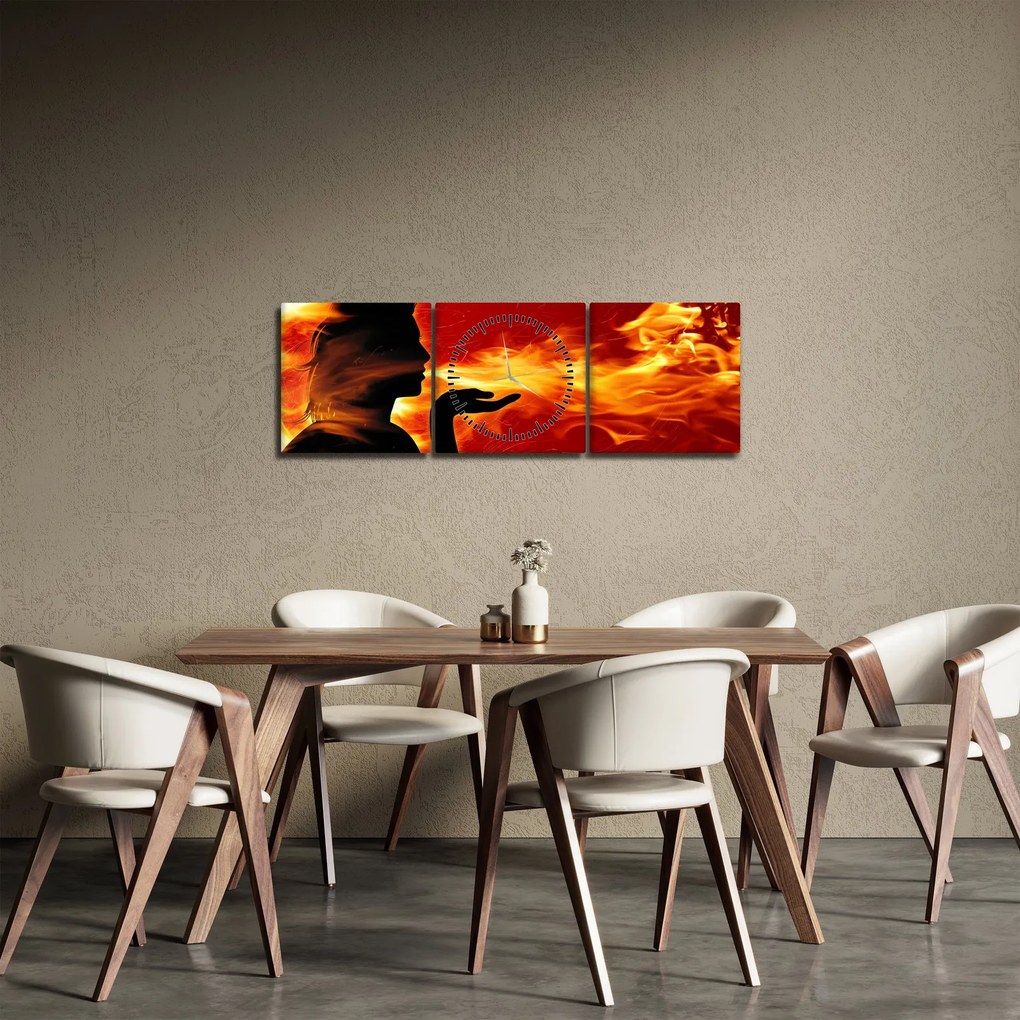 Egy nő képe lángokkal (órával) (90x30 cm)