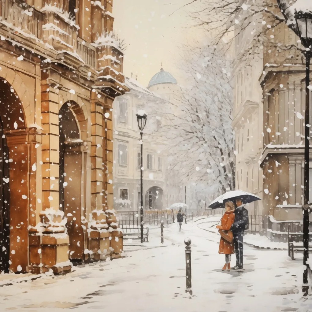 Poszter 40x40cm Téli séta az óvárosban