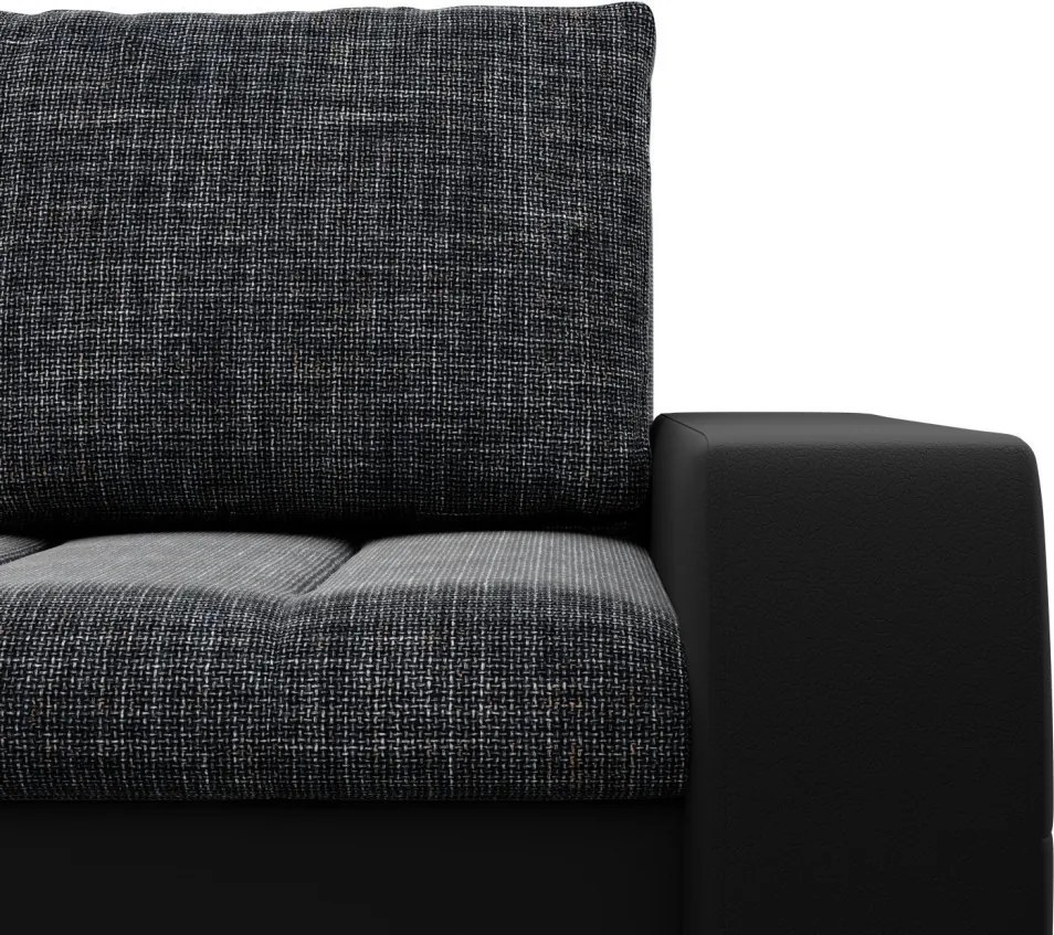 Toronto sarokkanapé, 2 ágyneműtartóval, fonott + műbőr, jobboldali, szürke - fekete