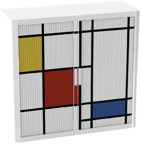 Paperflow  Fém iratszekrény, rolós, 104 x 110 x 41,5 cm, fa%