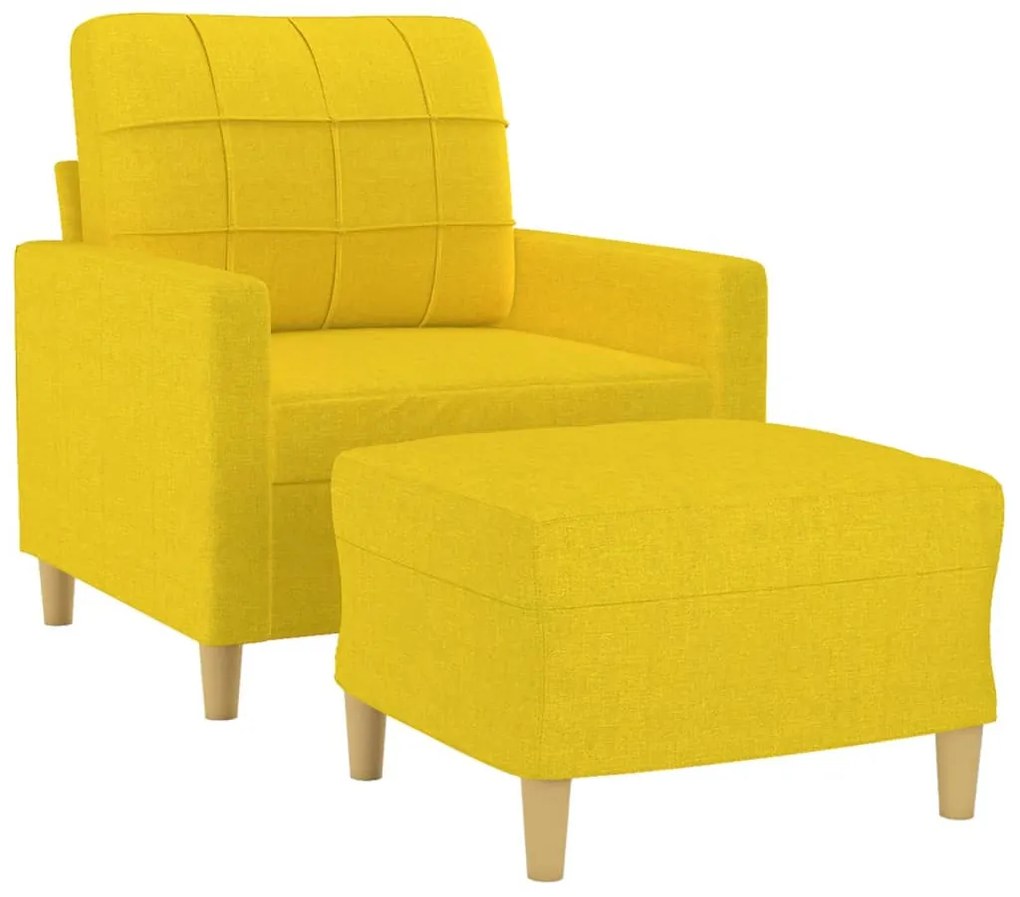 világossárga szövet kanapéfotel lábtartóval 60 cm