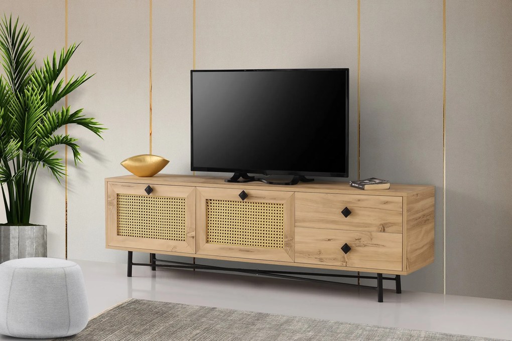 TV asztal/szekrény Hankin 180 (tölgy + fekete). 1072301