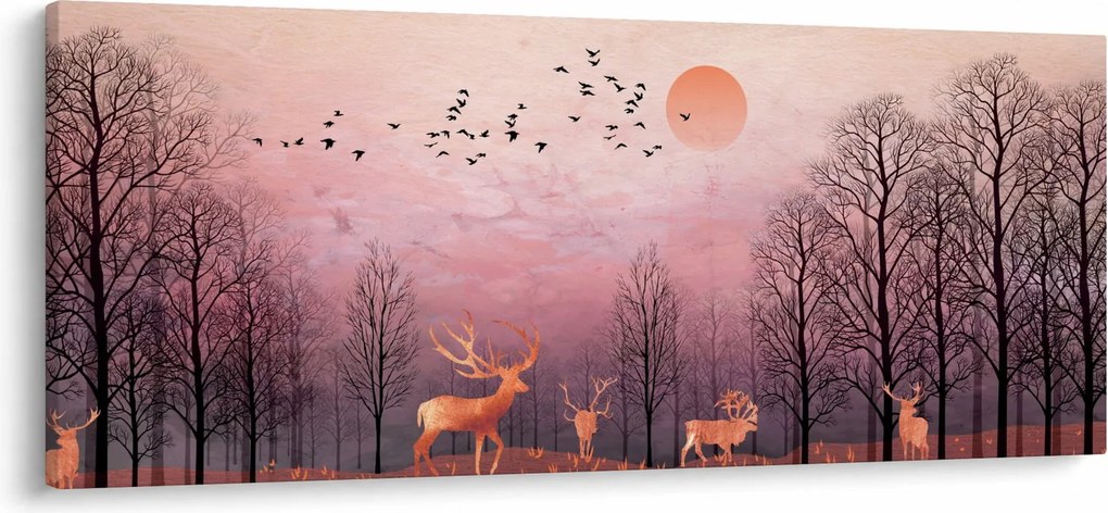 Kép - Szarvas a lenyugvó nap fényében (120x50 cm)