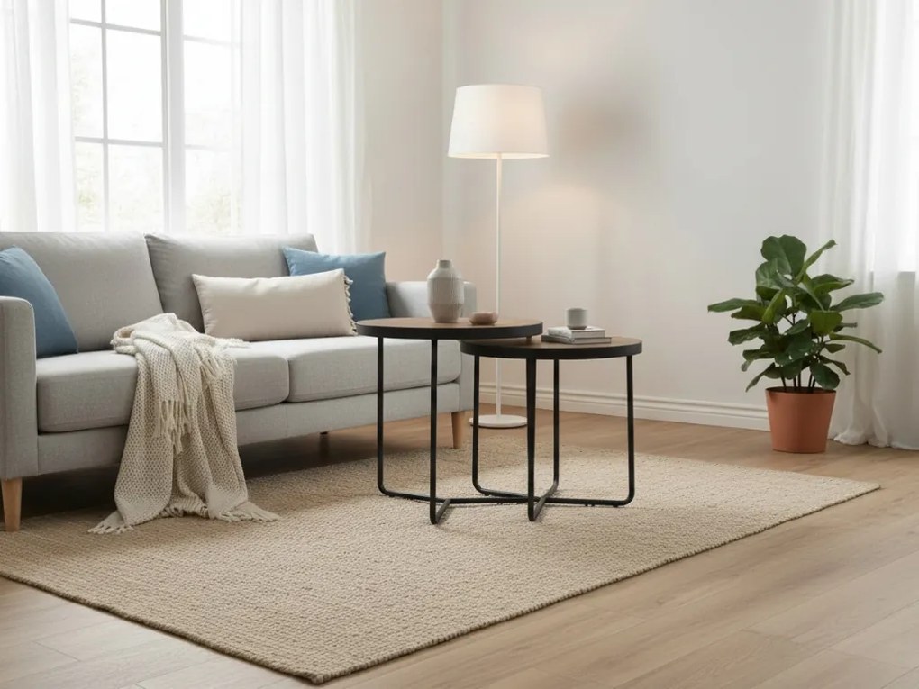 Kisasztalok PENELOPE szett 2 db Ø 50 cm, dió dekoráció