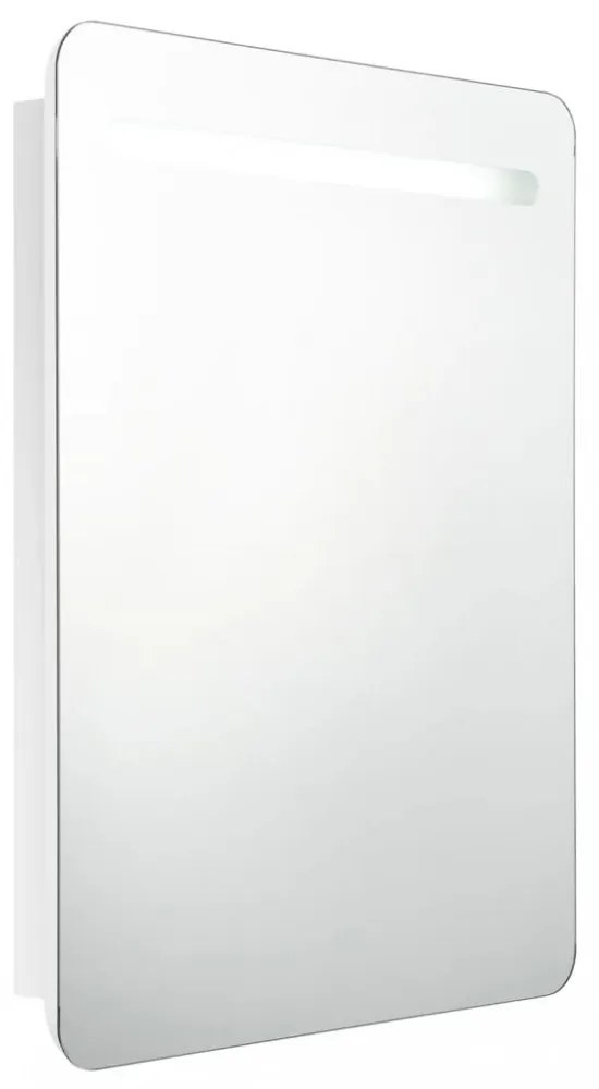 fényes fehér LED-es tükrös fürdőszobaszekrény 60 x 11 x 80 cm