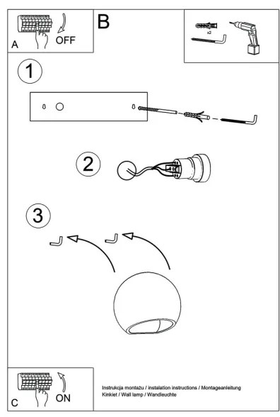 Fali lámpa GLOBE 1xE27/60W/230V fehér