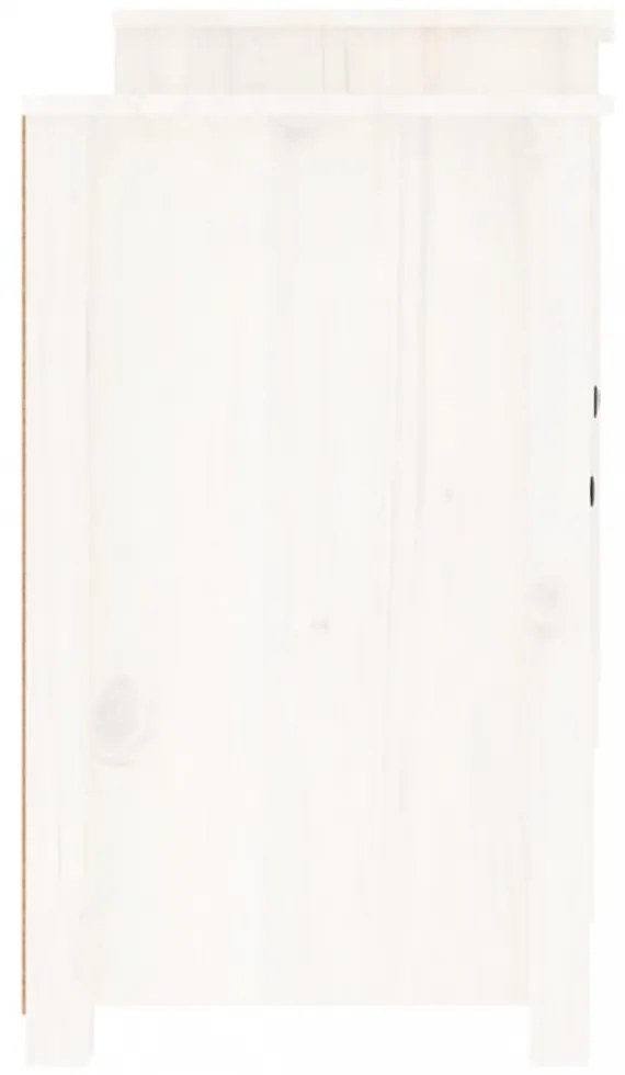 fehér tömör fenyőfa tálalószekrény 164x37x68 cm