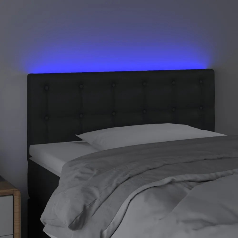 fekete műbőr LED-es fejtámla 90 x 5 x 78/88 cm