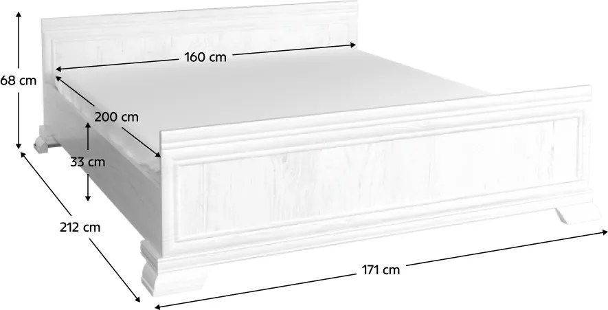 Ágy KLS, sosna andersen, 160x200, KORA