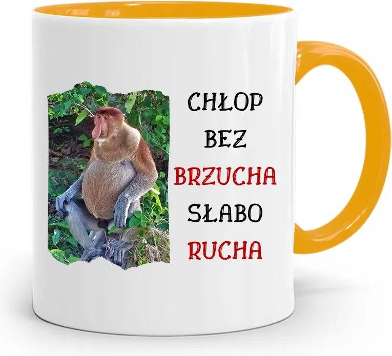 Bögre Sárga Hordozó Janusz Paraszt Has Nélkül, fényképes nyomtatással