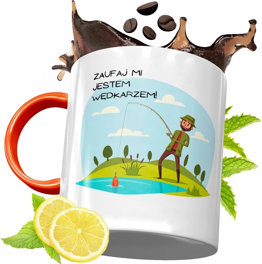 Narancssárga Bögre Horgászoknak Ajándék fényképes nyomtatással