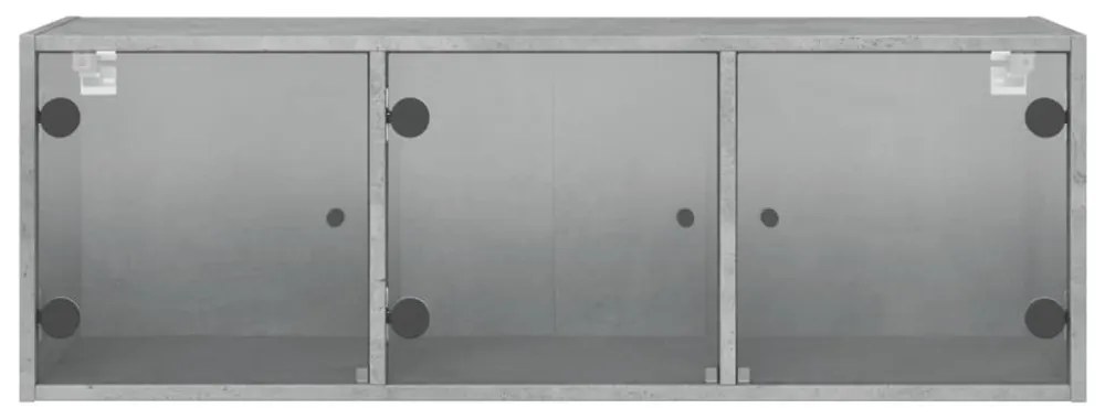 betonszürke faliszekrény üvegajtókkal 102 x 37 x 35 cm
