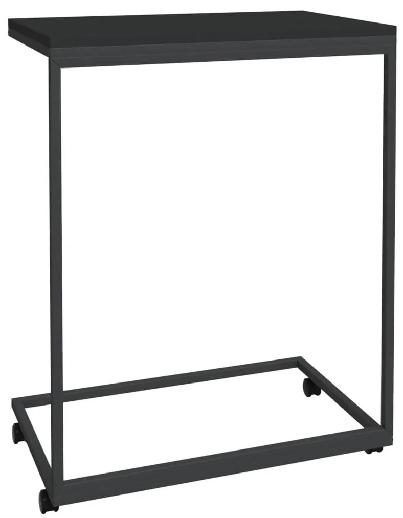 Fekete szerelt fa kisasztal kerekekkel 55x35x70 cm